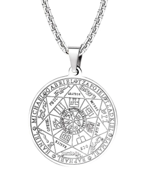 Pánský náhrdelník z chirurgické oceli pečeť 7 archandělů stříbrný amulet