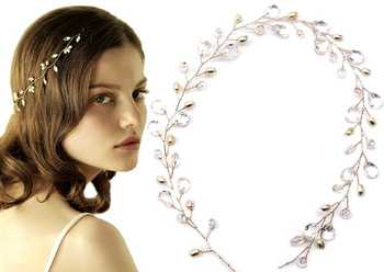 STŘÍBRNÁ diadémová čelenka na drát do vlasů na svatbu