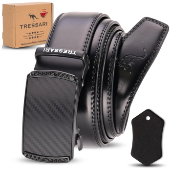 Pánský kožený opasek TRESSARI s automatickým náramkem, černý, 120 cm