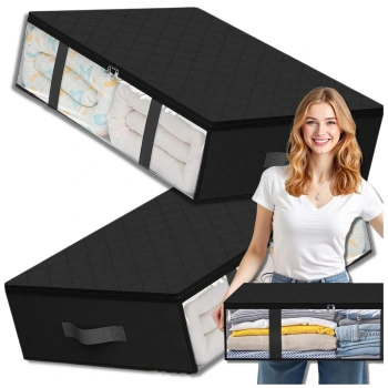 Sada 2 organizérů do skříně na ložní prádlo, oblečení a tašku, velká, černá, 60x45cm