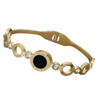Zlatý náramek, tuhá, elegantní chirurgická ocel se zirkony
