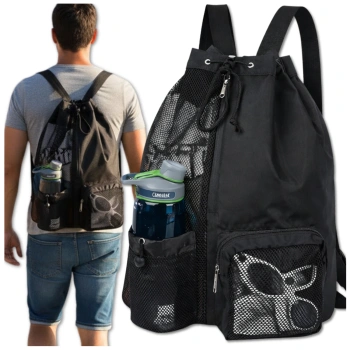 Černý sportovní batoh na gymnastický trénink se stahovací šňůrkou