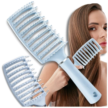 Relaxační, odvětrávaný, modrý masážní a stylingový kartáč