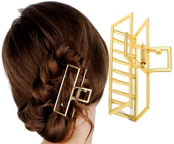 Velká kovová obdélníková spona do vlasů