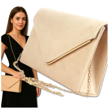 Elegantní dámská večerní semišová kabelka přes rameno