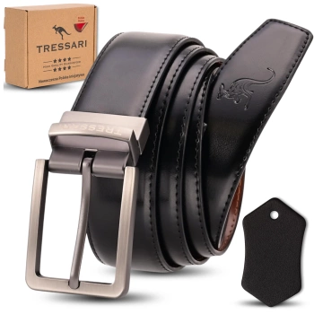 Kožený opasek TRESSARI 120cm oboustranný černohnědý na kalhoty