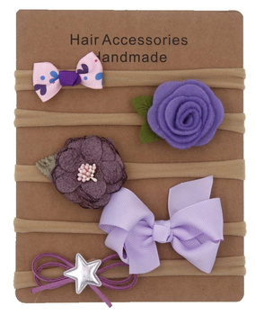 Dívčí čelenky, 5dílná sada pro děti, fialová