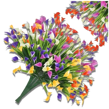 Umělé květiny barevné lilie dekorace kytice kala 5ks