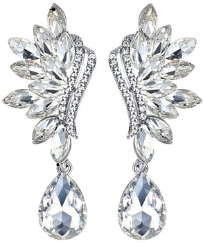 Elegantní stříbrné náušnice se závěsnými zirkony a krystaly