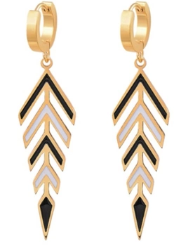 Zlaté náušnice z chirurgické oceli s etnickými peříčky