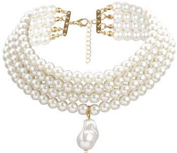 Dámský zlatý náhrdelník s více perlami