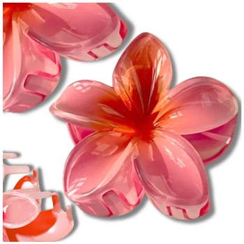 Spona do vlasů Plumeria květina s červenou čelistí