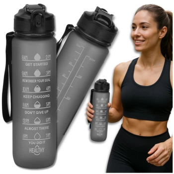 Láhev 1000ml TRESSARI sportovní láhev BPA FREE na vodu, pevný PC, černá