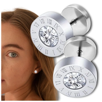 Pánské a dámské napichovací náušnice, chirurgická ocel, stříbro se zirkonem