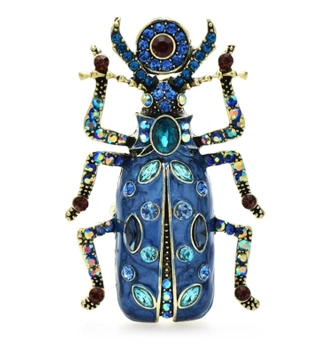 Smaltovaná brož proti hmyzu se zirkony a broučími krystaly