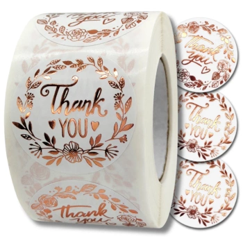 Samolepky na roli 500 ks. zlacené DIY Děkuji za balíčky