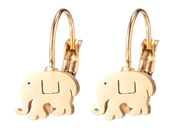 Malé zlaté náušnice, chirurgická ocel, pozlacené, Slon