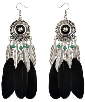 Boho dlouhé náušnice s peřím