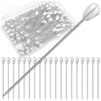 Krejčovské špendlíky, sada 50 kusů, jehly s kapkovitou hlavičkou, 55 mm, bílé