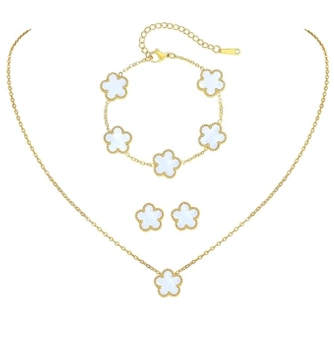 Sada zlatých šperků z chirurgické oceli náhrdelník náramek náušnice