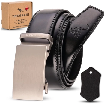 Pánský kalhotový opasek TRESSARI 120 cm automatický kožený černý