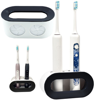 Samolepící nástěnný držák na dva zubní kartáčky, černý