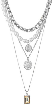 Dámský módní náhrdelník s perlovým řetízkem