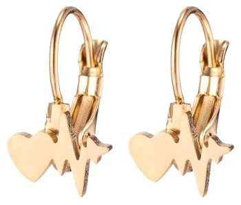 Malé zlaté náušnice, chirurgická ocel, pozlacené srdce