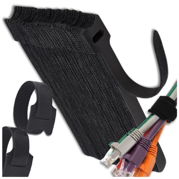 Stahovací páska na suchý zip pro upevnění vodičů, sada 100 kusů, černá, 12x150 mm