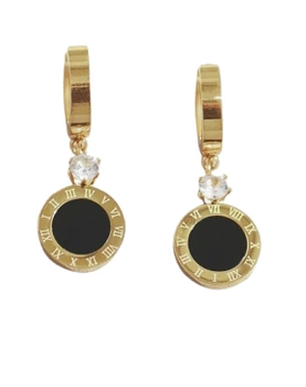 Zlaté náušnice, kubická zirkonie, chirurgická ocel, elegantní obroučky