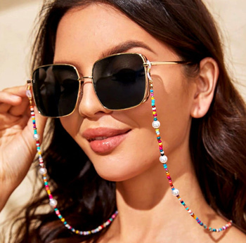 Elegantní barevný retro perlový řetízek na brýle