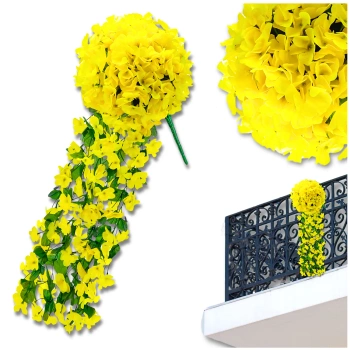 Závěsné žluté umělé květiny břečťan popínavá dekorační 1ks na balkon