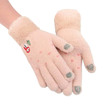 Teplé dámské zimní rukavice vyšívané vánočním vzorem