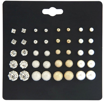 Sada náušnic se zirkony, perlami, stříbrem a zlatem