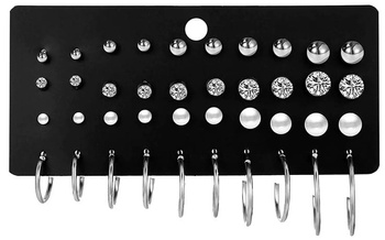 Sada stříbrných náušnic s kubickou zirkonií a perlami