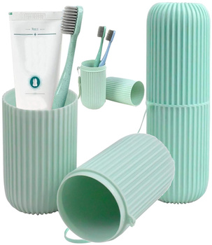 Cestovní nádobka, kartáček a pouzdro na zubní pastu