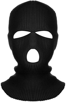 Kukla černá maska ​​se 3 tepelnými otvory