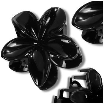 Spona do vlasů s květem Plumeria s černou čelistí