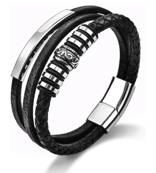 Pánský černý náramek z nordické kůže