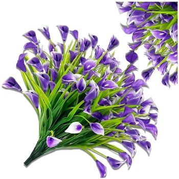 Umělé květiny fialové lilie dekorace kytice kala 5ks