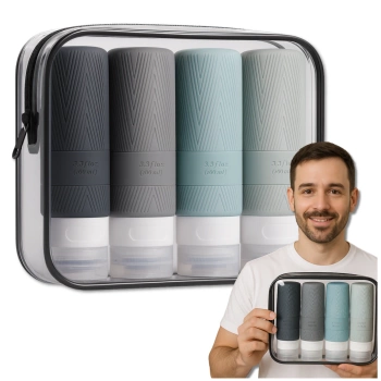 Sada 4 opakovaně použitelných 100 ml cestovních lahviček