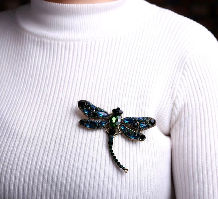 Brož se zirkony hmyzí špendlík DRAGONFLY retro boho