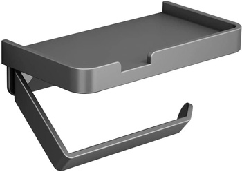 Nástěnný WC držák s šedou policí na toaletní papír