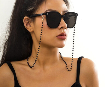 Elegantní řetízek na brýle, černé korálky