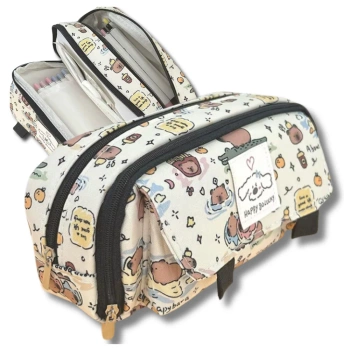 Dvoukomorový školní dětský penálový organizér s kapybarou