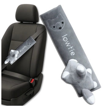 Plyšový potah na bezpečnostní pás z šedé lišky pro děti