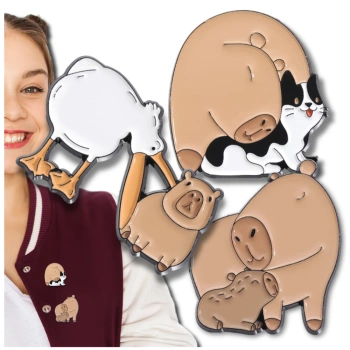 Sada 3 kovových špendlíků kapybara dekorace do bot oblečení