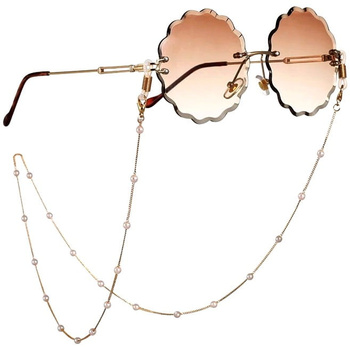 Elegantní řetízek z perel na brýle, zlatý, ozdobný