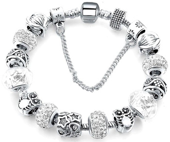 Stříbrný modulární náramek se zirkonovými přívěsky