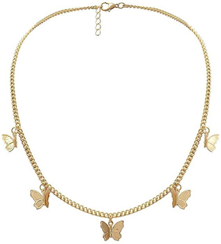 Dámský jemný zlatý motýlkový choker náhrdelník